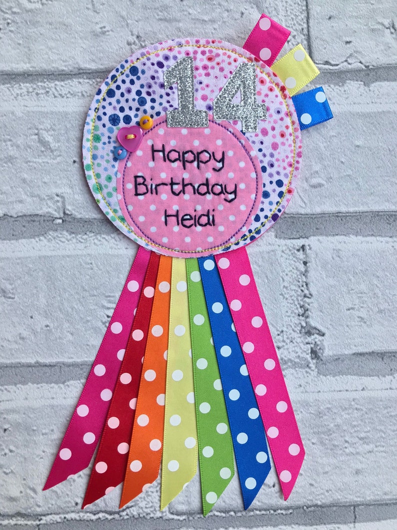 Rainbow Rosette Birthday Badge Bubble Birthday Badge - Etsy UK