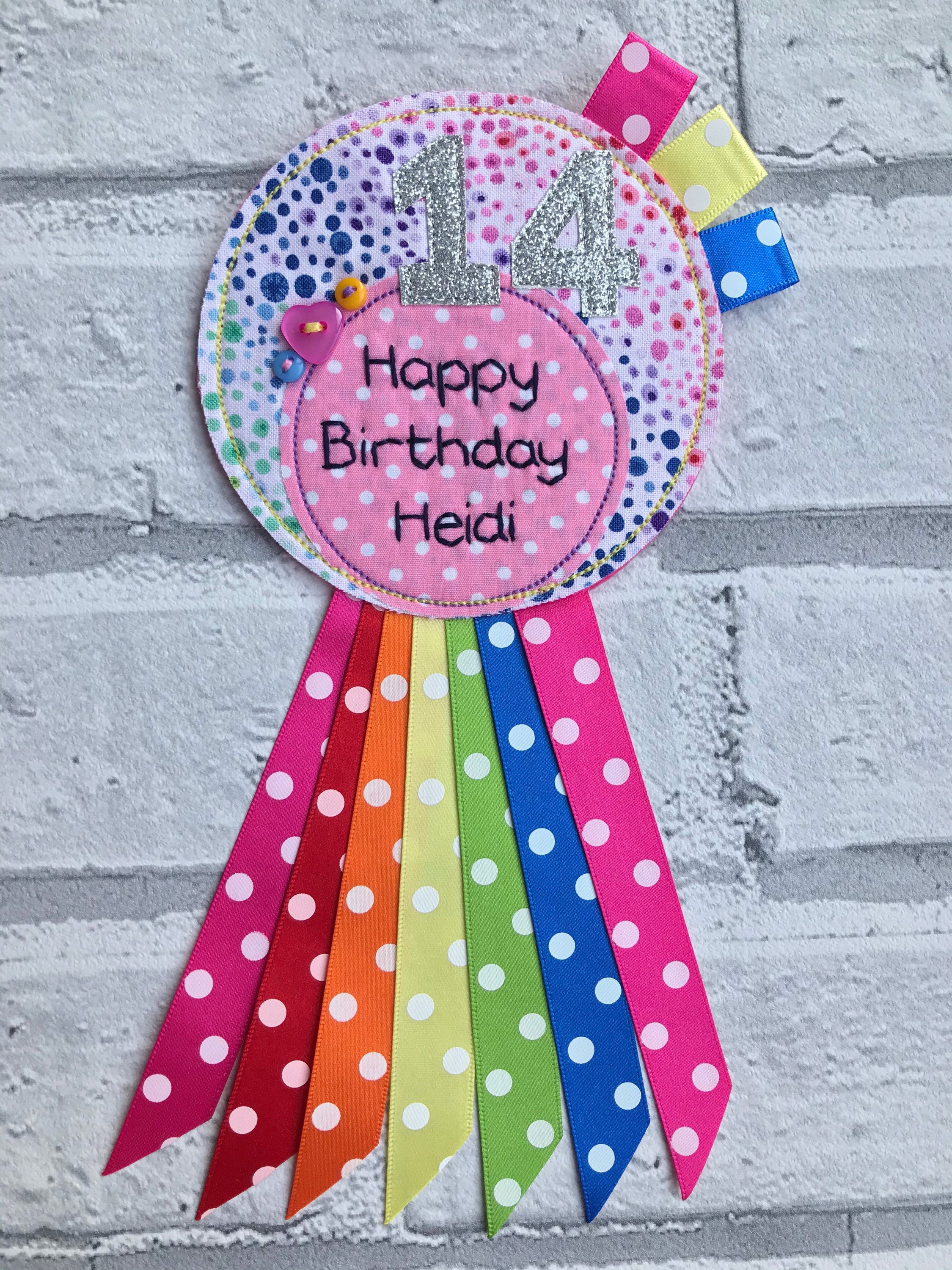 Rainbow Rosette Birthday Badge Bubble Birthday Badge - Etsy UK