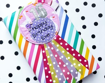 Personalised Duck Birthday Rosette: Pink Geese Badge, Keepsake Gift