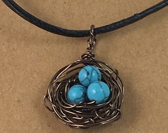 Bird nest necklace - Mothers day necklace - Personalized Mothers day gift - Grandmothers necklace - blue eggs - robin eggs - nest of eggs