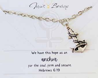 We have this hope as an anchor for the soul firm and secure necklace - anchor necklace - Christian necklace - Christian gift - Bible verse