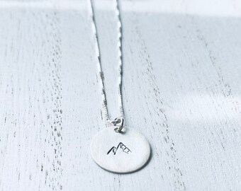 Mountain necklace - sterling silver mountain necklace - faith can move mountains - outdoors - hiker - outdoorsy gift  - camper - gift -