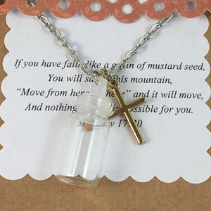 Mustard seed necklace faith necklace bottle necklace mustard seed faith Christan necklace Cross necklace mustard seed jewelry image 1