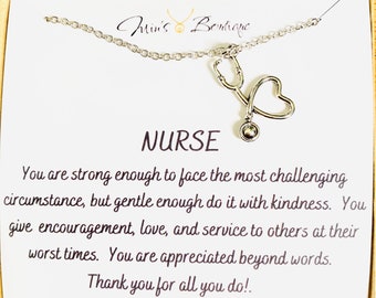 Nurse necklace - RN necklace - LPN necklace - Nurse gift - stethoscope necklace - Nursing student - Thank you gift nurse - Nursing gift