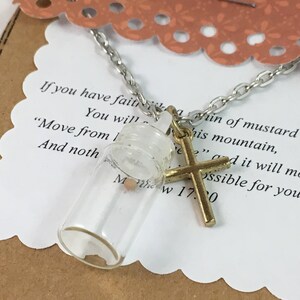 Mustard seed necklace faith necklace bottle necklace mustard seed faith Christan necklace Cross necklace mustard seed jewelry image 3