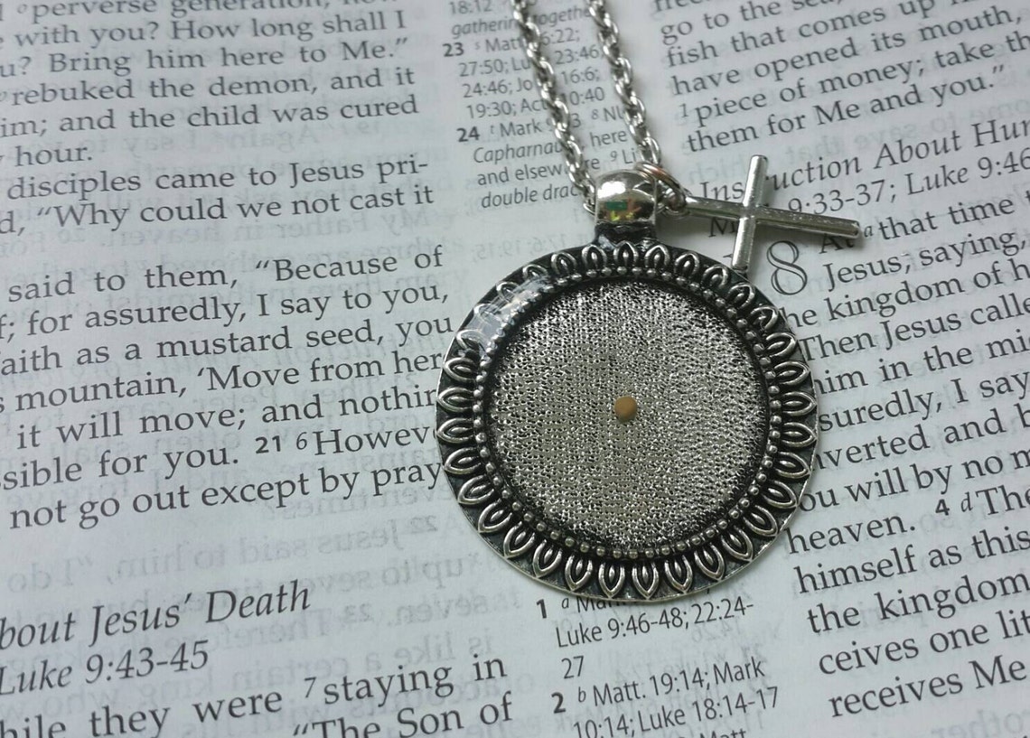 Mustard Seed Necklace Sunflower Necklace Faith Necklace Etsy