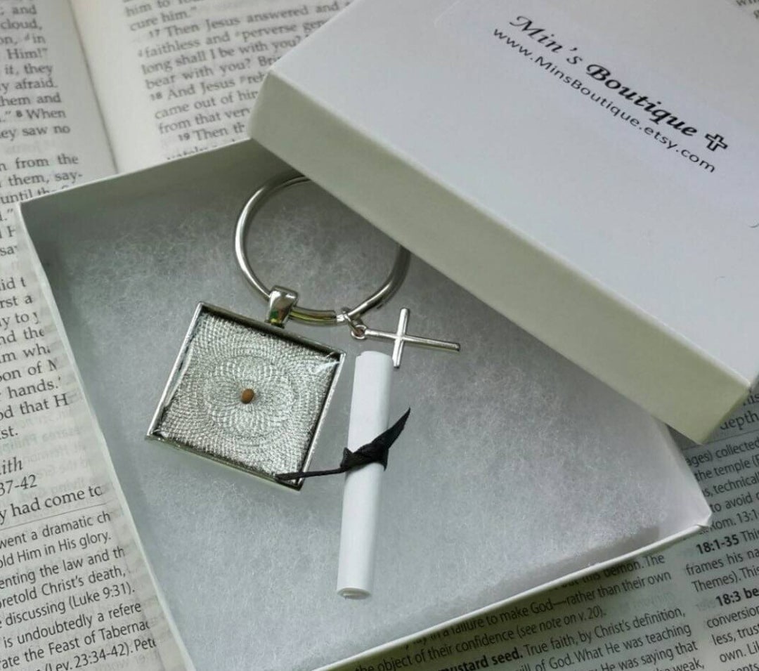 Mustard Seed Keychain Faith Keychain Faith of a Mustard Etsy