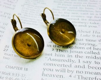 Pendientes de semillas de mostaza - latón antiguo - pendientes de fe - joyería cristiana - pendientes cristianos - boda - joyería de fe - graduación