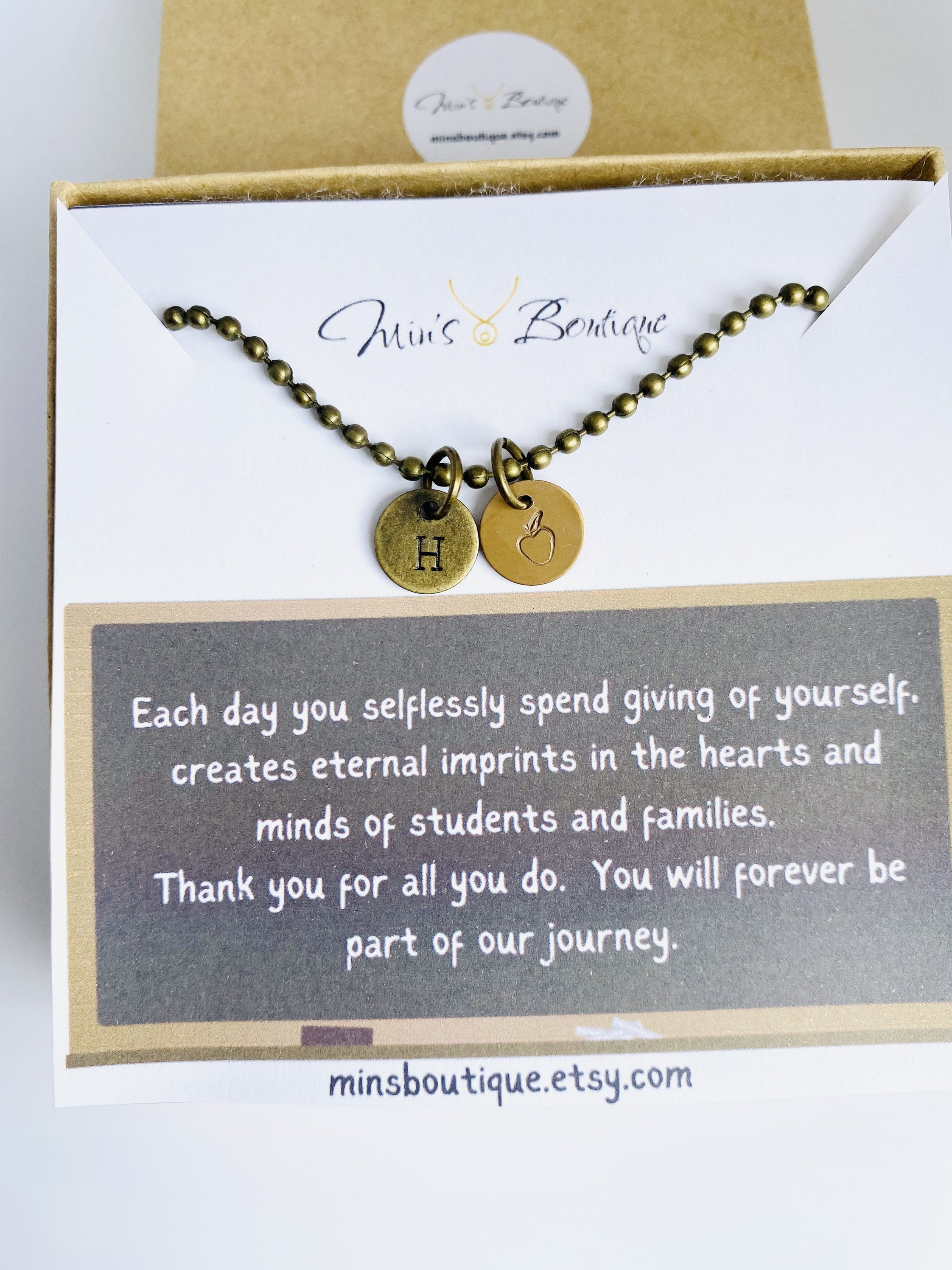 Teacher Necklace - Teacher Appreciation Gift - Teacher Gifts - Initial ...