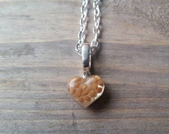 Collar de semillas de mostaza, collar de corazón de semillas de mostaza, collar de fe, joyería cristiana, collar cristiano, joyería de fe, collar de corazón pequeño