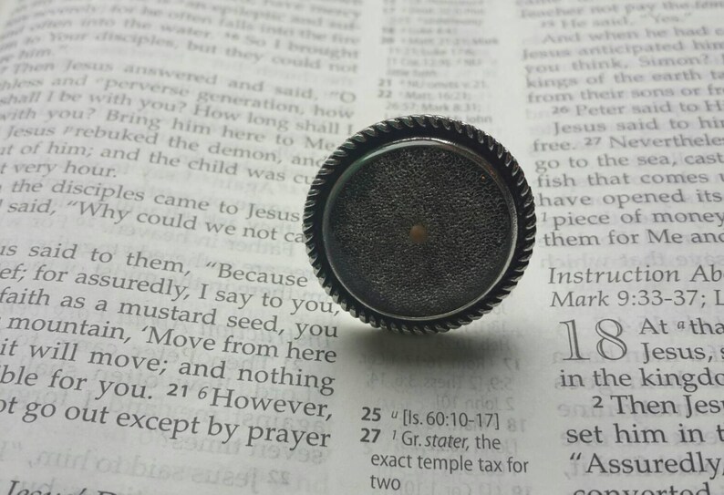 Mustard seed ring faith ring antique silver christian Etsy