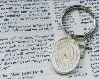 Mustard Seed Keychain - Faith Key Ring - Christian - Faith Of A Mustard Seed - Baptism - New Driver - Matthew 17 20 - Faith - graduation