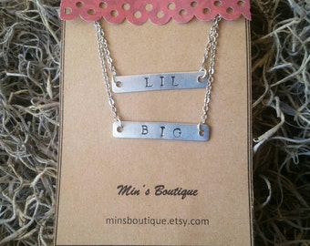 Big lil sorority necklace bar necklace sorority necklace big sis little sis monogrammed necklace silver necklace big sister little sister