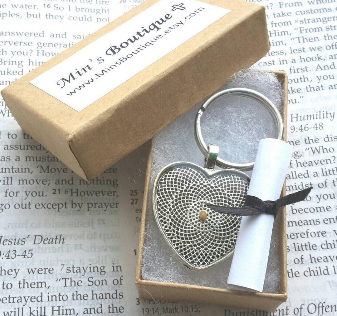Mustard Seed Keychain Faith Keychain Matthew 17 20 Heart Etsy