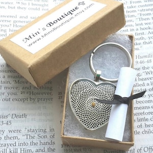 Mustard Seed Keychain - faith keychain - Matthew 17 20 - Heart keychain - graduation gift - new driver - college - baptism - antique silver