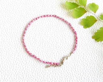 Pink rice pearl bracelet with sterling silver clasp