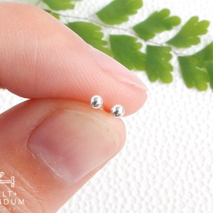 Tiny sterling silver ball stud 2mm sterling silver small post earrings image 6