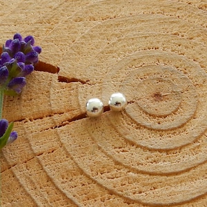 Small sterling silver ball stud | 4mm 925 sterling silver simple small post earrings