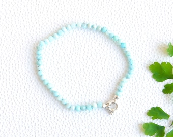 Bracelet avec larimar et fermoir en argent | pierre précieuse bleue