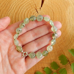 Bracelet Prehnite vert avec fermoir en argent sterling image 4