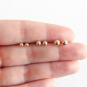 14K yellow gold ball stud 4mm simple small post earrings image 5