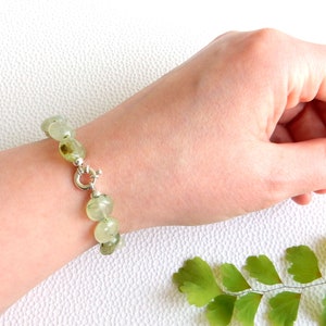 Bracelet Prehnite vert avec fermoir en argent sterling image 8