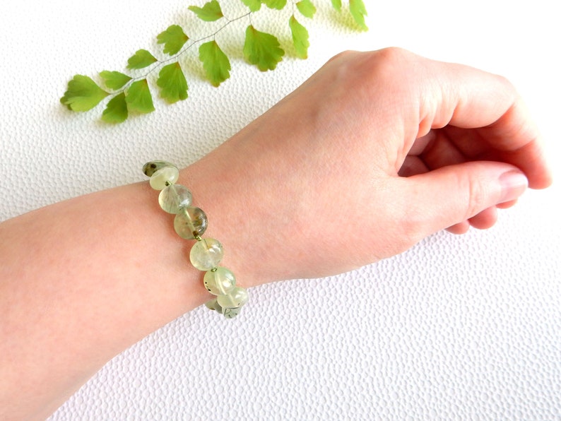 Bracelet Prehnite vert avec fermoir en argent sterling image 3