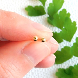 Tiny 14K yellow gold ball studs | small (2mm) post earrings