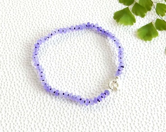 Purple agate bracelet with sterling silver clasp | rondelle gemstone quartz