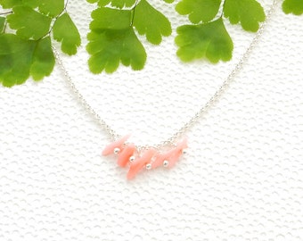 Pink Coral Branch Necklace | sterling silver necklace