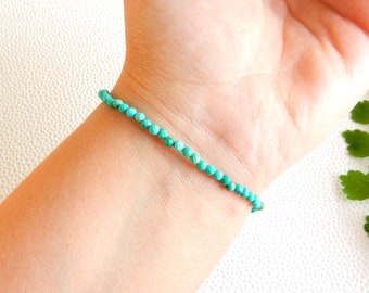 Turquoise bracelet with sterling silver clasp | small bead bracelet