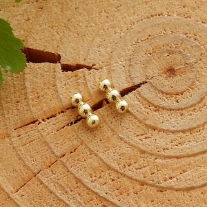 14K yellow gold bar stud earrings | studs modern minimalistic simple cute solid polished