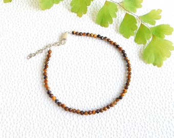 Tiger's eye  bracelet with sterling silver clasp | small bead bracelet