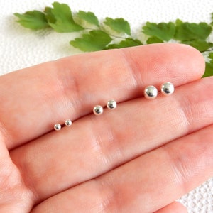SET of 3 - sterling silver studs | small post earrings 2mm 3mm 4mm