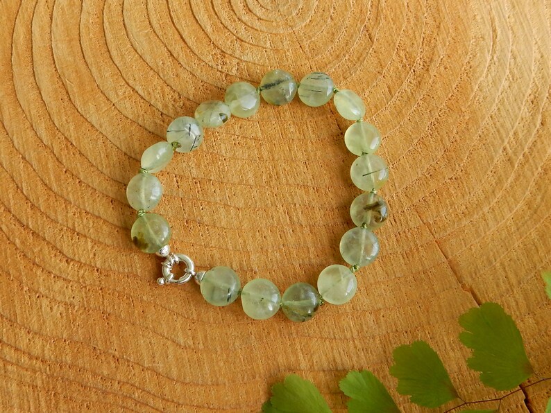 Bracelet Prehnite vert avec fermoir en argent sterling image 6