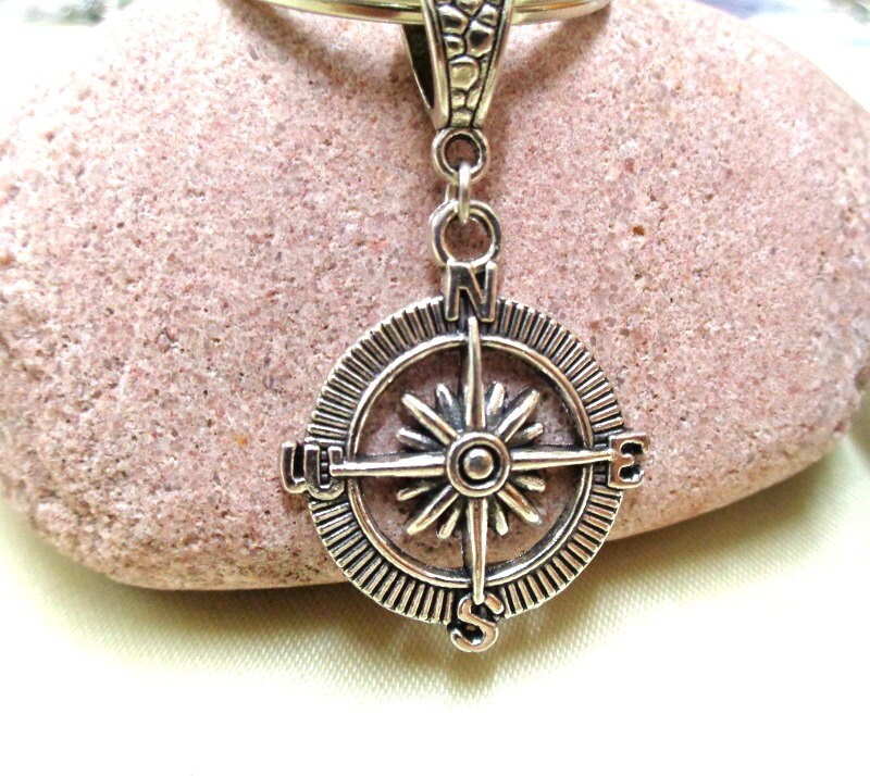 Silver Compass Keyring Nautical Keyring Silver Keychain Etsy Australia