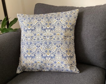 Liberty of London Fabric Cushion Cover - Lodden Blue and Yellow