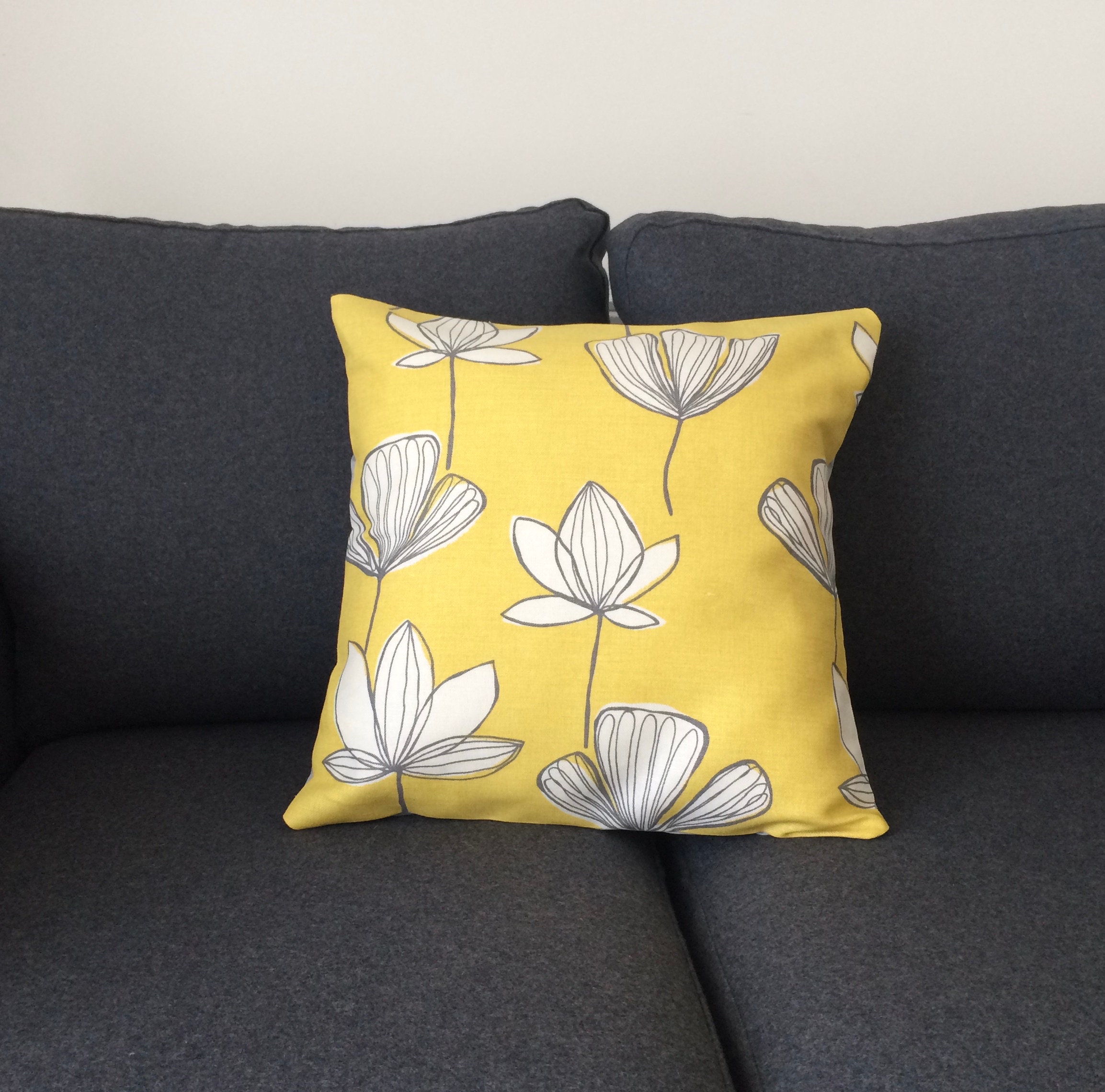 John Lewis Fabric Cushion Cover 'Gingko' Yellow Etsy