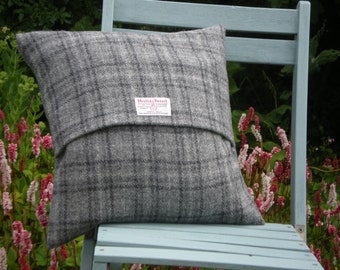 Harris Tweed Cushion Cover - Black and Grey Check