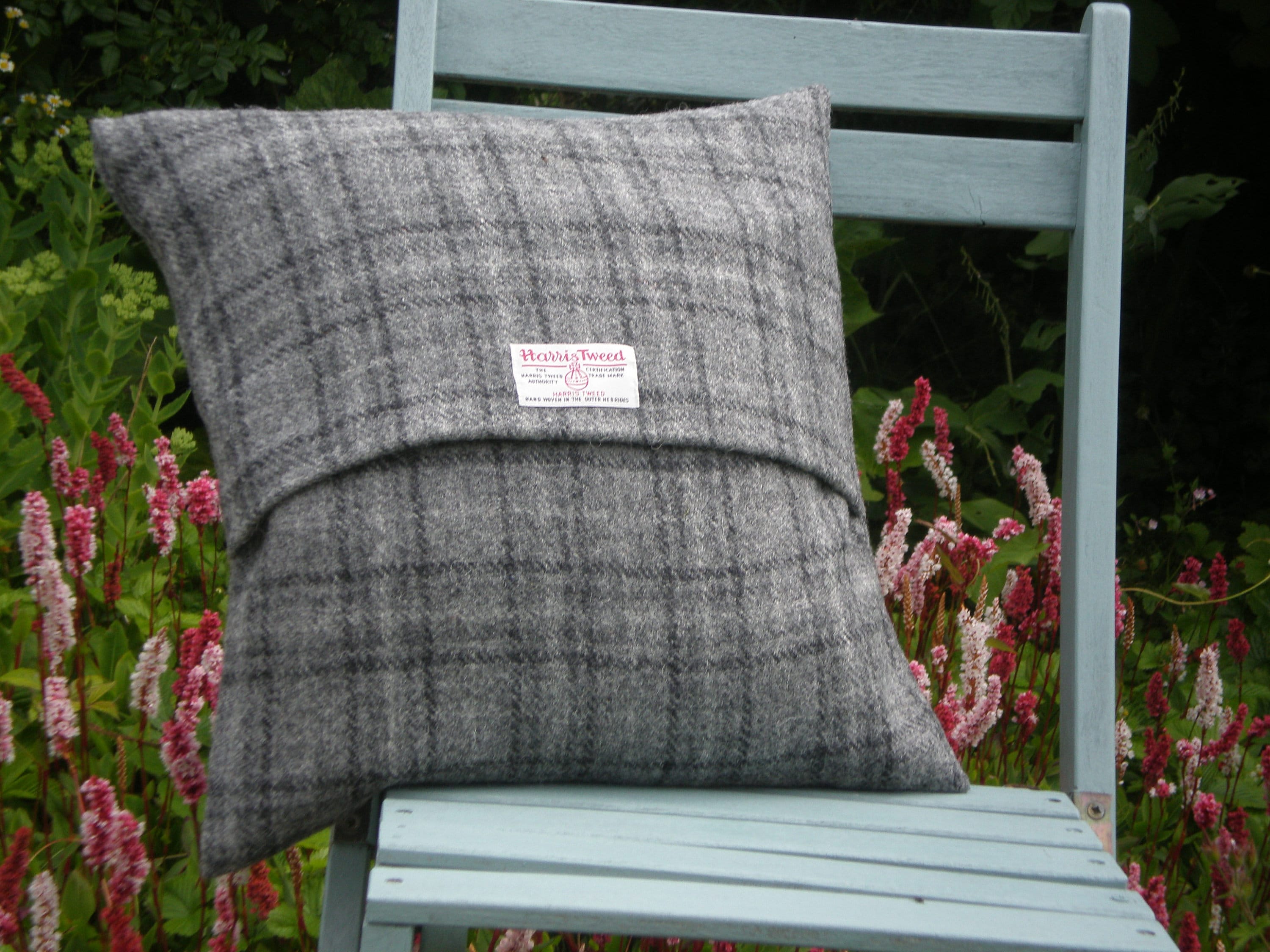 Harris Tweed Cushion Cover Black and Grey Check Etsy