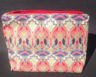 Liberty Fabric Make Up Bag 'Ianthe Red