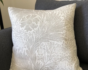 William Morris and Co  Fabric Cushion Cover 'Marigold" Light Grey