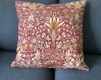 William Morris Fabric Cushion Cover - 'Snakeshead' Red