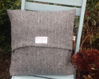 Harris Tweed Cushion Cover - Black and Grey Herringbone