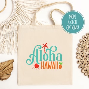 Aloha Hawaii Cotton Tote Bag | Beach Bag, Eco-Friendly Shopper, Gift for Travel Lovers, Reusable Grocery Tote, Summer Essentials