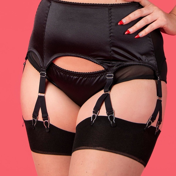 Black Classic  Hipster Knickers with Black mesh. Made in England
