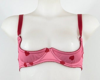 Pink Hearts Quarter Cup bra