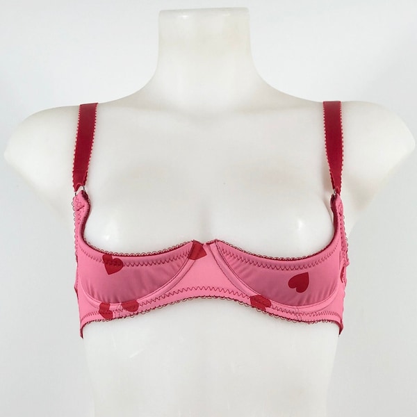 Pink Hearts Quarter Cup bra