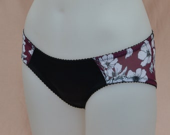 Black Cherry Classic cut Knickers Vintage and retro inspired Lingerie. Plus size