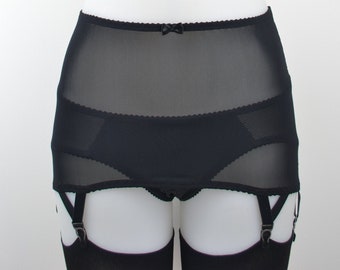 Black Roll On Girdle, Open Bottom, Vintage Style with Suspender straps Plus size Sizes 8-22